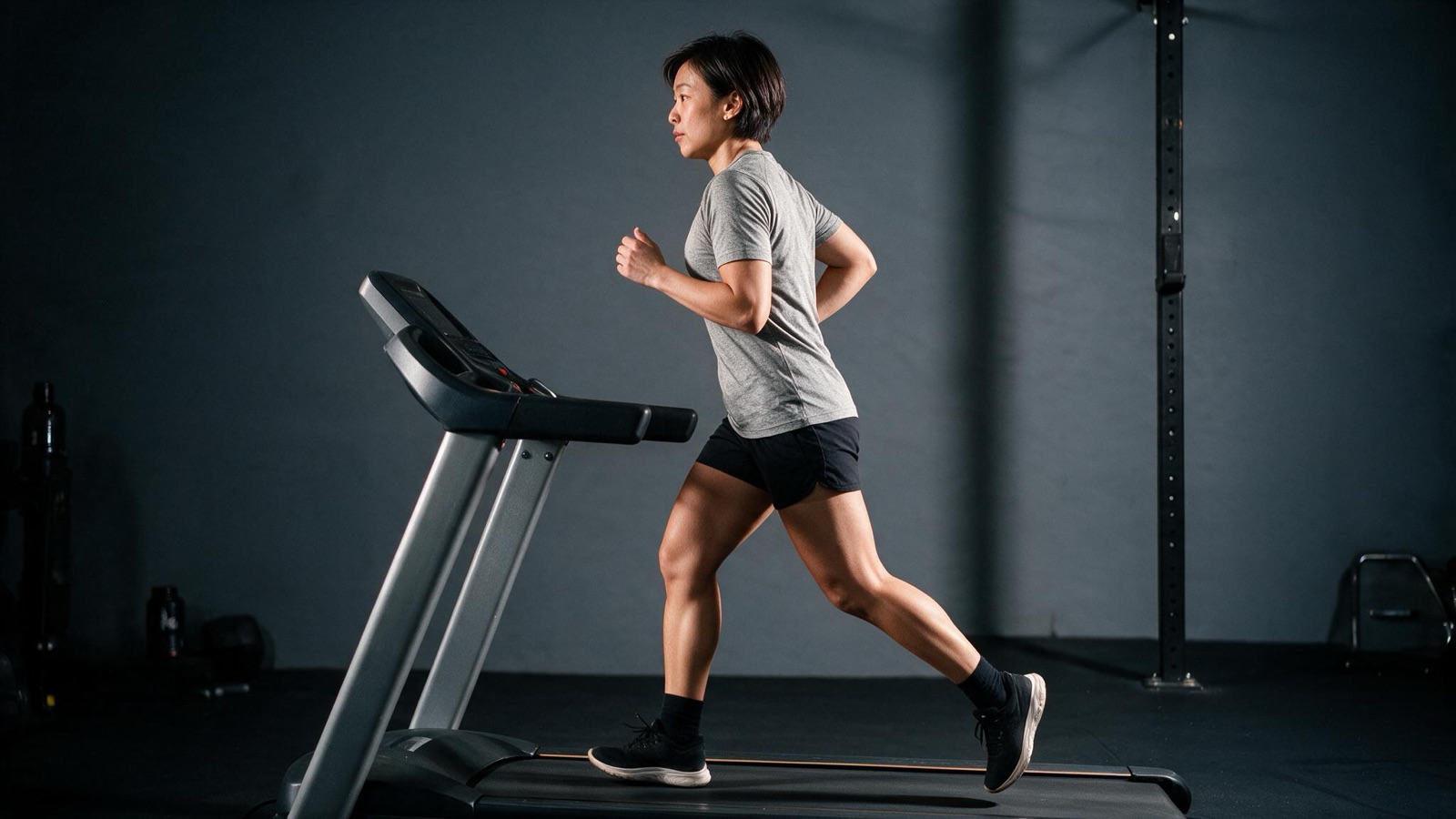 Running at an easy pace on a treadmill
